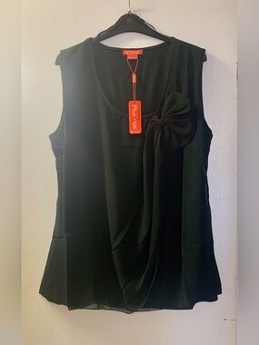 Plus (Full Figure) Tank with Chiffon Overlay and Decorative Bow